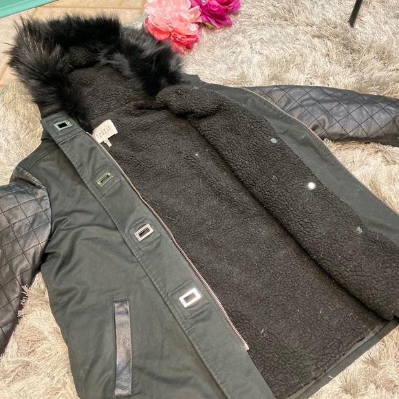 Claudie Pierlot Leather & Fur Coat Women size 36 - Picture 4 of 8